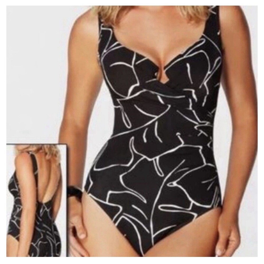 Miraclesuit Escape Women Miracle Swimsuit Underwire 10 One Piece Black White